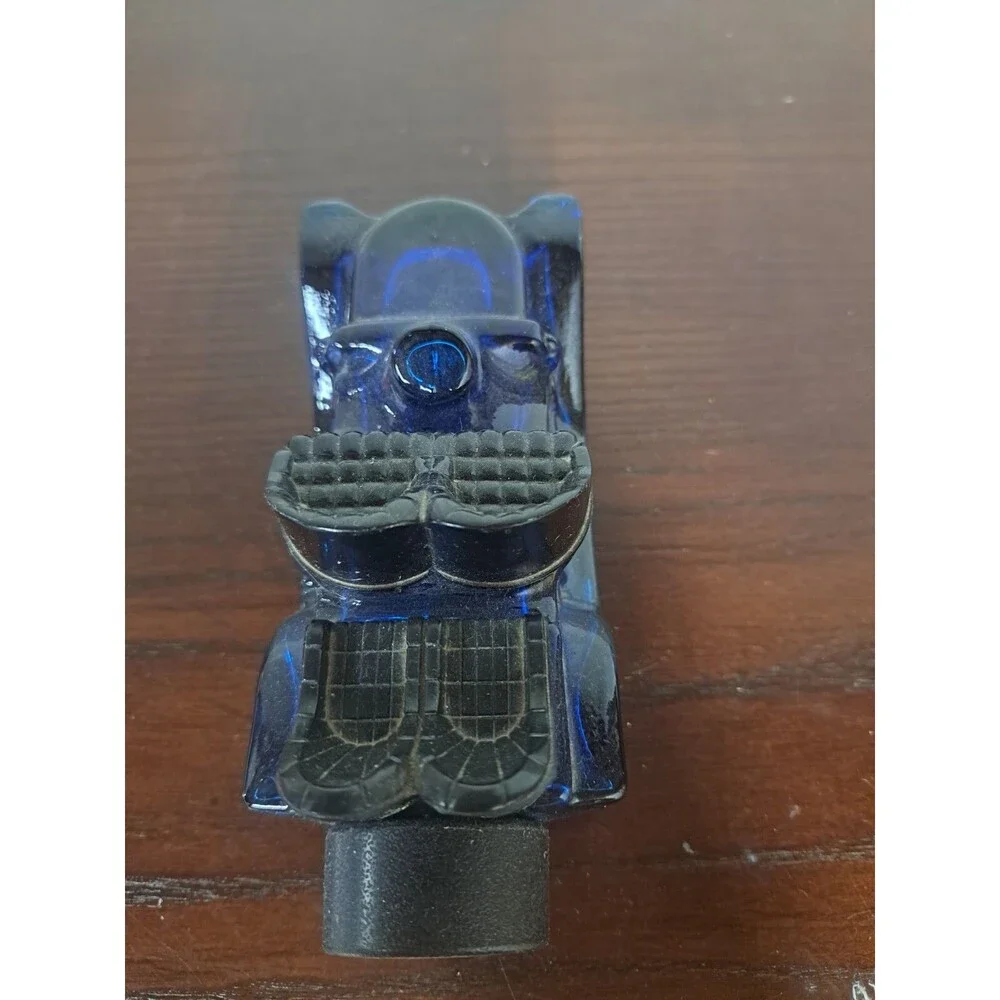 Vintage Blue Stanley Steamer Car Glass Avon Bottle - Empty